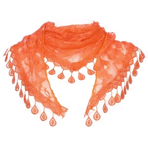 INSPIRE CHIC Lace Rose Floral Tassel Mesh Triangle Head Covering Mantilla Scarves 1Pc - 1 of 4