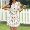 Anna-Kaci Women's Floral Print Sleeveless Dress with Ruffle Hem and Tie Neck Detail - 2 of 4