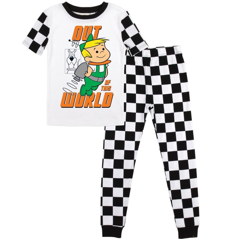 The Jetsons Elroy Out of This World Checker Pattern Youth Boy's Short Sleeve Pajama Set, 1 of 5
