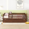 NicBex Twin/Full Size Daybed Wood Bed Frame with Trundle and Fence Guardrails for Bedroom,Living Room,Apartment - 2 of 4