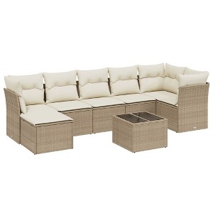 vidaXL Garden Sofa Set Beige Poly Rattan Standard Modular - 1 of 4