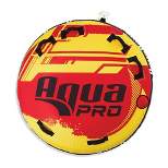 AquaPro 60 Inch Heavy Duty Double Stitched Nylon Deck Style Water Towable Single Person Rider Tube with Quick Rope Connection, Yellow and Red