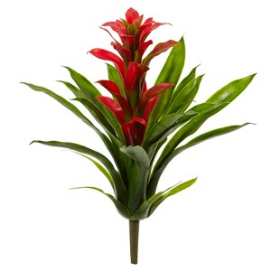 Nearly Natural 15-in Bromeliad Artificial Flower (Set of 4), Red - 1 of 1