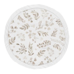 Sweet Jojo Designs Boy Girl Gender Neutral Unisex Baby Tummy Time Playmat Botanical Leaf Collection Taupe and White - 1 of 4
