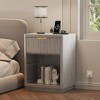 Fluted Farmhouse Night Stand, Fluted Nightstand with Charging Station, FlutedNightstand Bedroom with Drawers, Modern Mid Century Bedside Table - 4 of 4