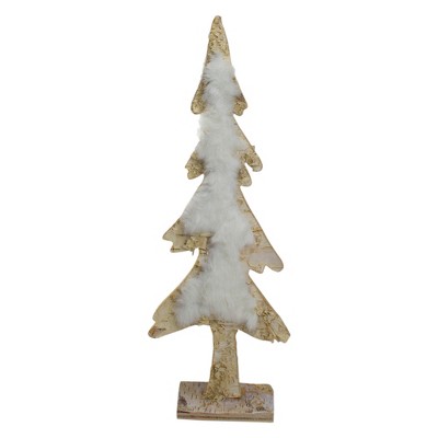 Northlight Wooden Tree With Faux Fur Christmas Decoration - 13.5 ...