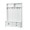 Akoasm 80.3 in. H Modern Widen Coat Rack with 5 Coat Hooks, Storage Cabinet and 2 Large Drawers For Hallway-White - 4 of 4