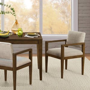 Set of 2 Benson Dining Armchairs with Cushioned Seat & Wood Frame - Ink+Ivy - 1 of 4
