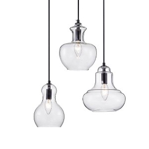17" x 17" x 14" 3-Light Beveen Pendant Black - Warehouse Of Tiffany: ETL Listed, Glass Shades, Metal Canopy - 1 of 2