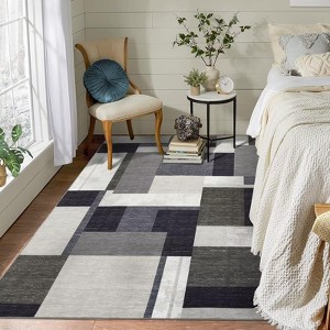 Entryway Rug Runner Rug Washable Kitchen Rug Modern Block Pattern Rugs for Bedroom Indoor Outdoor Rugs - 1 of 4