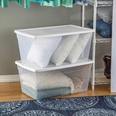 ClearView 90-Quart Stackable Storage Bin with Secure Lid, 8-Pack