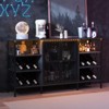 TruAIR Farmhouse Wine Bar Cabinet with LED Light, Industrial Coffee Bar with Wine Rack and Glass Holder - 2 of 4