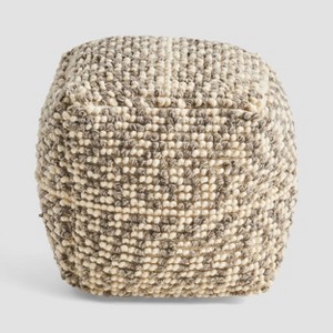 Candice Boho Pouf Ivory - Christopher Knight Home: Tufted, No Assembly, Wool & Cotton - 1 of 4
