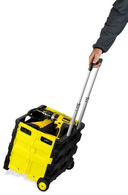 Compact Black and Yellow Folding Utility Cart with Telescoping Handle