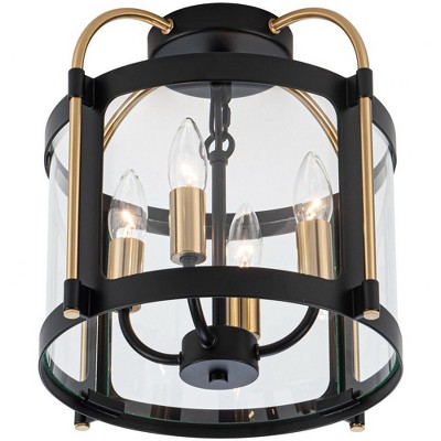 Aurelia Black and Brushed Brass 4-Light Glass Flush Mount