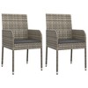 vidaXL - 7 Piece Poly Rattan Patio Dining Set - Gray - Cushioned Chairs with Tempered Glass Tabletop - Outdoor Furniture Set for Garden and Backyard - 3 of 4