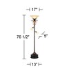 Regency Hill Ludo Rustic Vintage Torchiere Floor Lamp with Black Riser Side Lights 72" Tall Bronze Crackle Adjustable Alabaster Glass for Living Room - 4 of 4