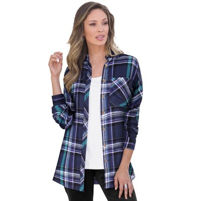 Roaman's Women's Plus Size Plaid Flannel Tunic