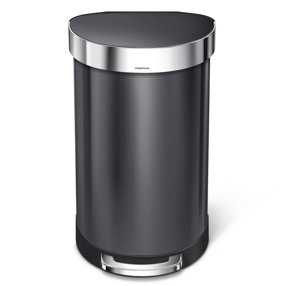 simplehuman 45 ltr Semi-Round Step Trash Can  Stainless Steel