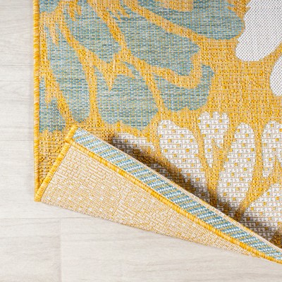 Gray Floral Synthetic Easy Care Square Rug