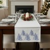 Christmas Tree Pattern Table Runner 72 Inch Length White Blue Polyester Holiday Dining Accent by Melrose - 2 of 3