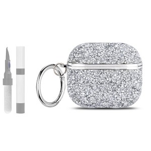 HTUTWOO for Airpods Pro 3 Diamond Case, Rhinestone Bling Glitter Shockproof Protective Cover with Keychain for Girls and Women - 1 of 4