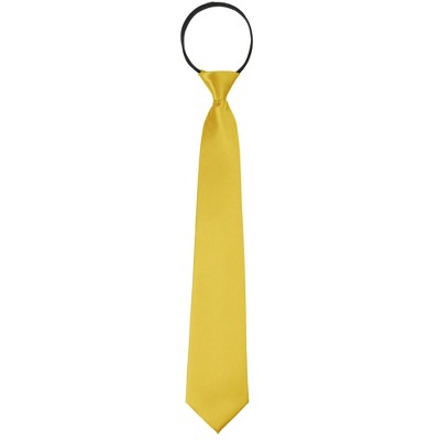 INSPIRE CHIC Men's Solid Color Satin Shine Pre-tied Knot Zipper Ties