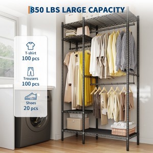 850 LB Heavy Duty Garment Rack - 45x16.5x76.4 in Steel Clothes Rack, Detachable Hanging Rods & Adjustable Shelves for Closet, Dorm & Wardrobe - 1 of 4