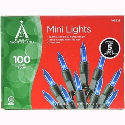 Holiday Wonderland Blue Color Christmas Light Set, 100 Count