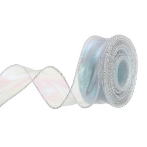 Unique Bargains Gift Wrapping Wide Sheer Wired Pastel Shimmer Iridescent Chiffon Ribbons 1 Pc - 1 of 4