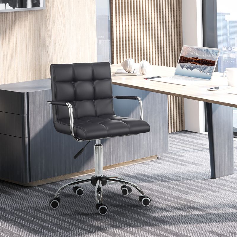 HOMCOM Modern Computer Desk Office Chair with Upholstered PU Leather, Adjustable Heights, Swivel 360 Wheels, 2 of 9