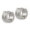 Chisel Stainless Steel Polished and Textured 7mm Hinged Hoop Earrings - 2 of 4