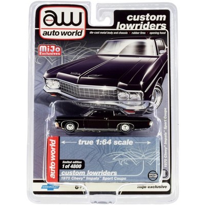 1970 Chevrolet Impala Sport Coupe Black "Custom Lowriders" Limited Edition to 4800 pieces 1/64 Diecast Model Car by Autoworld