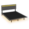 CAVINAS Upholstered Floating Full/Queen Bed Frame,Vertical Channel Design Velvet Fabric Bed with LED Lights,No Box Springs Needed - 2 of 4