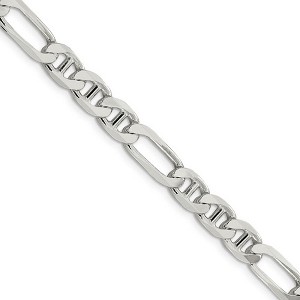 Black Bow Jewelry Mens 7.5mm Sterling Silver Solid Figaro Anchor Chain Necklace - 1 of 4
