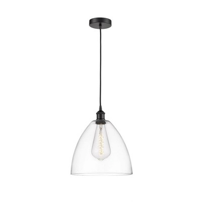 Edison Dome - 1 Light Cord Hung Mini Pendant In Industrial Style-13.75 Inches Tall and 12 Inches Wide
