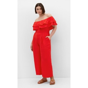 Women's Plus Size Poppy Jumpsuit - coral | CITY CHIC - 1 of 4