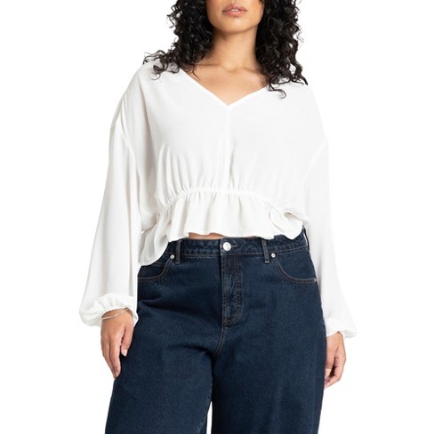 Eloquii Women s Plus Size Relaxed Peasant Blouse Target