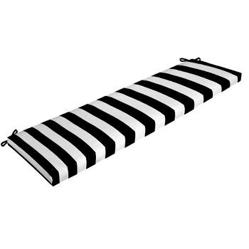 Arden Selections Outdoor Bench Cushion 17 x 46, Black Cabana Stripe