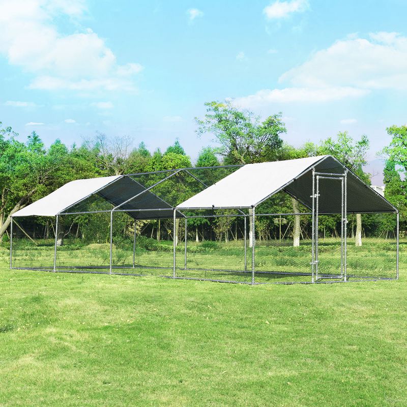 Costway Walk In Chicken Coop Run House Shade Cage 10' X 26' w/Roof Cover, 2 of 11