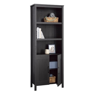 Raven Oak Black 72" Adjustable Wood Bookcase with Doors