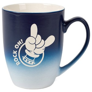 100 North Heavy Metal 10 Ounce Navy Blue and White Two Toned Ombre, Comfortably Fits Your Hands, Ceramic Tea Coffee Cup Mug, Rock On! - 1 of 1