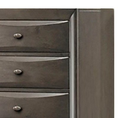 Royal Hampton Tall Dresser Chest, 5 Drawers, Chrome Handles, Modern Dark Gray