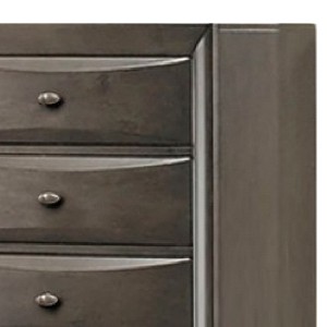 Royal Hampton Tall Dresser Chest, 5 Drawers, Chrome Handles, Modern Dark Gray - 1 of 2