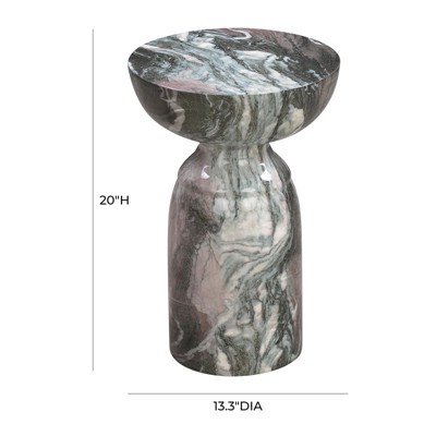 Gray Marble Finish Round Concrete Side Table