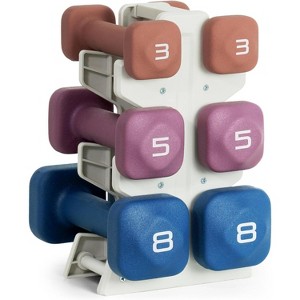 Neoprene Dumbbell Set with Storage Rack, Non-Slip Anti-Roll Hand Weights for Home Gym - 1 of 4