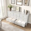 Jojoka Wide Drawer Storage Dresser, Wooden Chest with Ring Handles and Anti-Tip Safety for Bedroom, Living Room, White - 4 of 4
