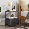 VECELO Modern Wooden Nightstand with Drawer Square End Bedside Tables with Open Shelf, Stable Metal Frame Small Side Tables - 2 of 4