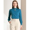 INSPIRE CHIC Women's Office Keyhole Elegant Stand Collar Long Sleeve Button Blouse - image 2 of 4