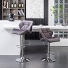 Velvet Diamond Tufted Swivel Barstool, Set of 2, Adjustable Counter Height Stools for Kitchen, Pub, Gray - 2 of 4